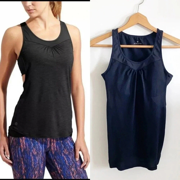 ATHLETA BLACK GEL MESH SUPERCHARGED TANK TOP - Picture 2 of 12